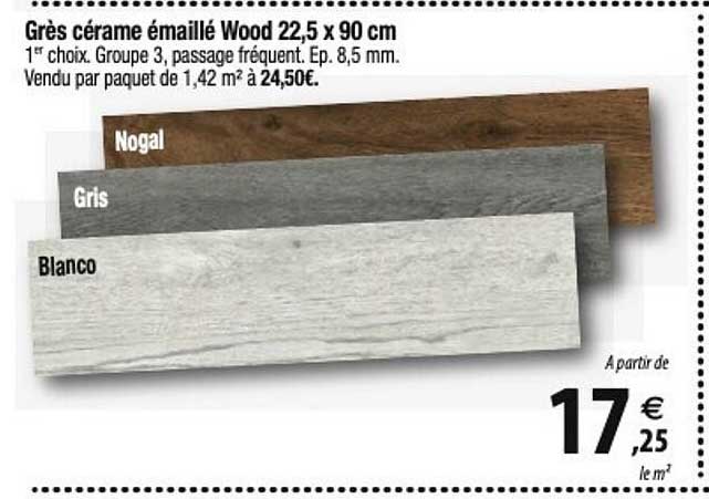 grés cérame émaillé  wood 22,5 x 90 cm