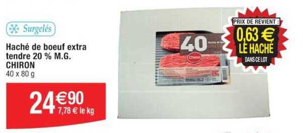 haché de bœuf extra tendre 20 % m.g. chiron