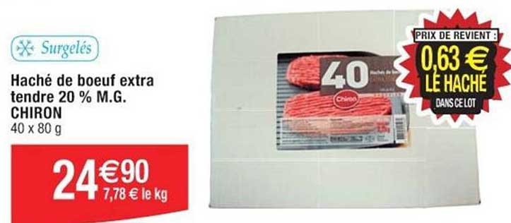 haché de bœuf extra tendre 20 % m.g. chiron