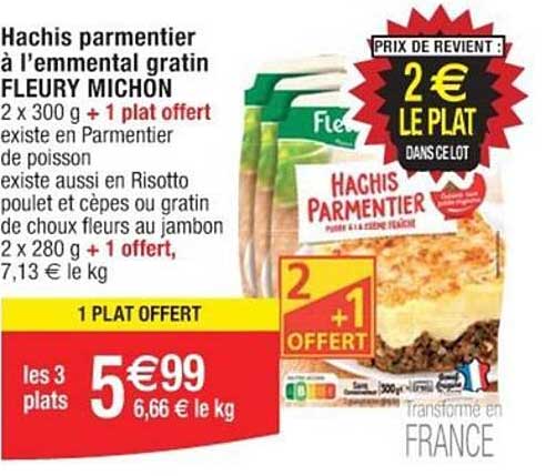 hachis parmentier à l'emmental gratin fleury michon