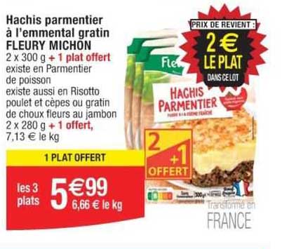hachis parmentier à l'emmental gratin fleury michon