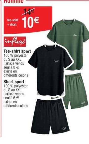 influx tee-shirt ou short sport
