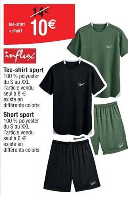influx tee-shirt sport short sport