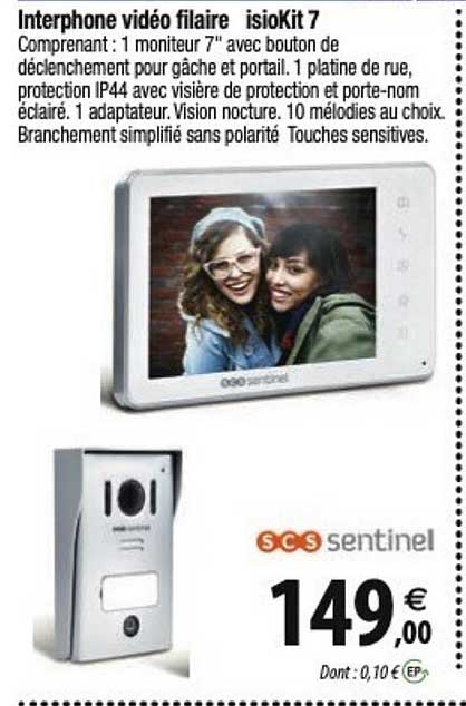 interphone vidéo filaire isiokit 7 scs sentinel