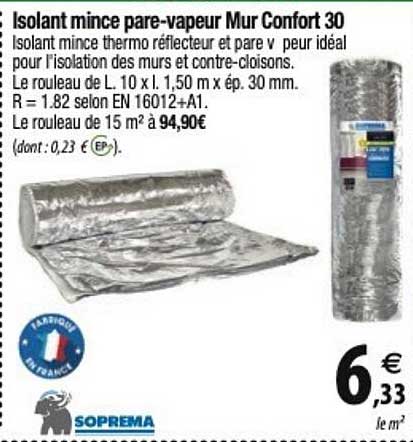 isolant mince pare-vapeur mur confort 30 soprema