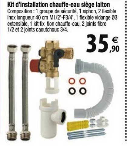 kit d'installation chauffe-eau siège laiton