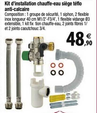 kit d'installation chauffe-eau siège téflo anti-calcaire