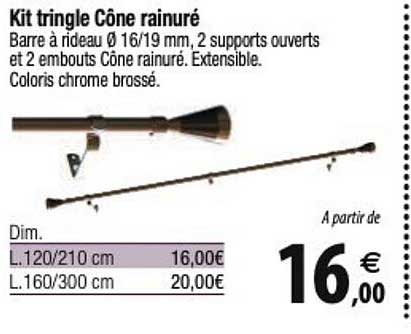 kit tringle cône rainuré