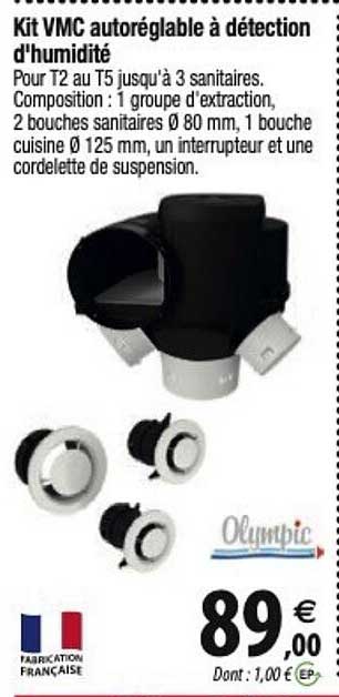Kit Vmc Autoréglabel à Détection D'humidité Olympic