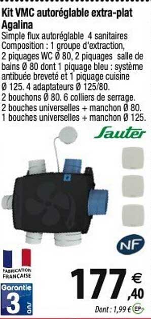 kit vmc autoréglable extra-plat agalina sauter