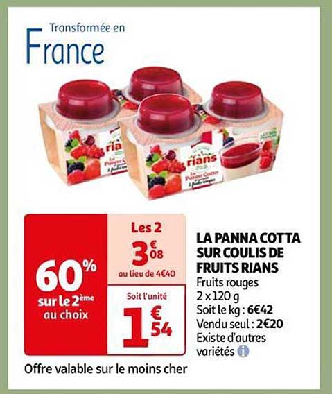 la panna cotta sur coulis de fruits rians