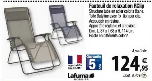 lafuma fauteuil de relaxation rclip