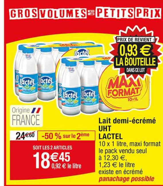 lait demi-écrémé uht lactel