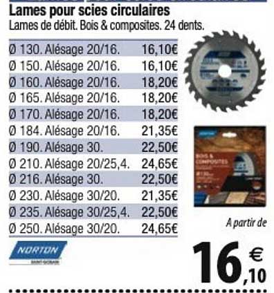 lames pour scies circulaires norton