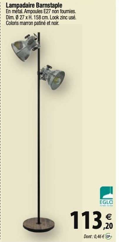 lampadaire barnstaple eglo