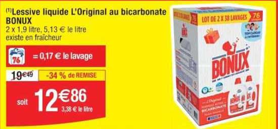 Lessive Liquide L'original Au Bicarbonate Bonux
