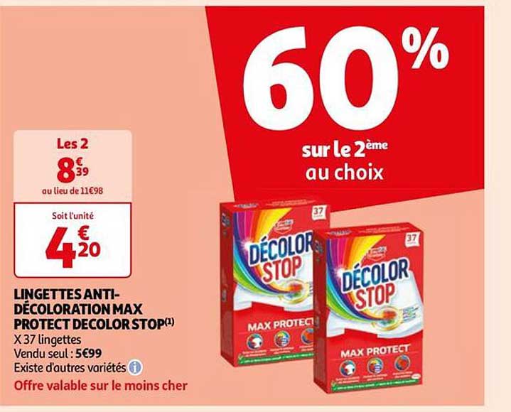 lingettes anti-décoloration max protect décolor stop