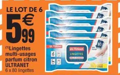 lingettes multi-usages parfum citron ultranet