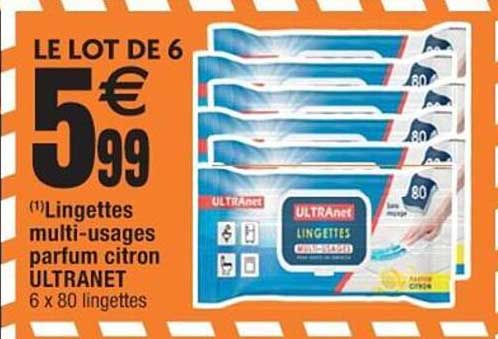 lingettes multi-usages parfum citron ultranet