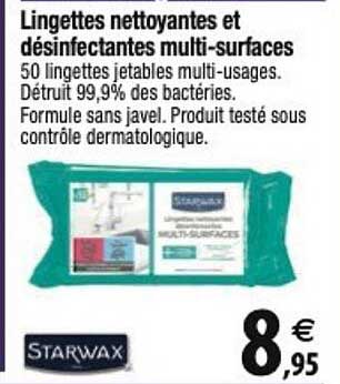 lingettes nettoyantes et désinfectantes multi-surfaces starwax