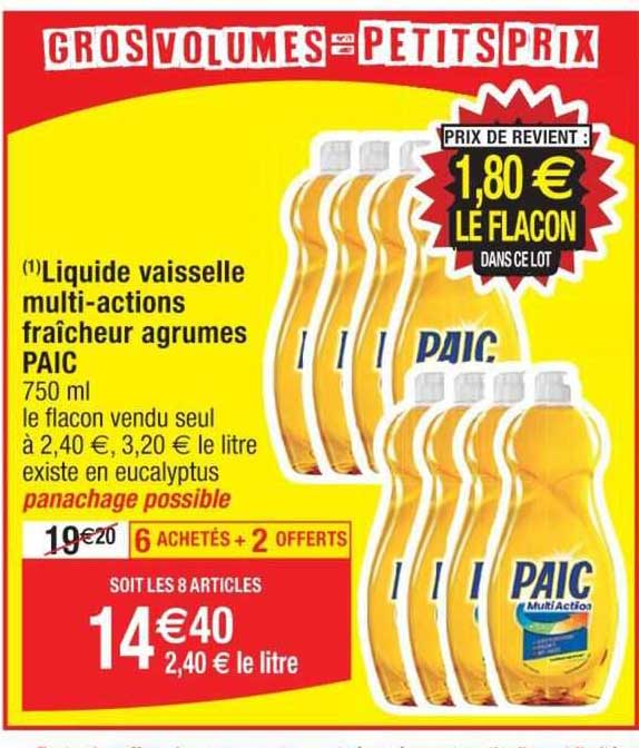 liquide vaisselle multi-actions fraîcheur agrumes paic