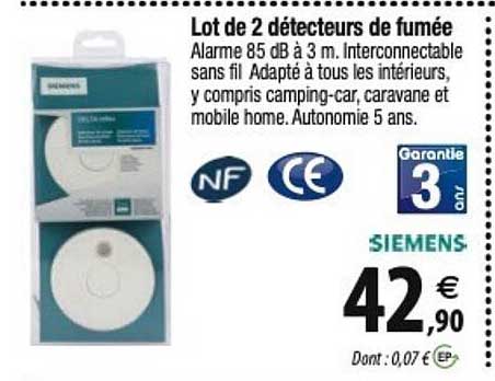lot de 2 détecteurs de fumée siemens