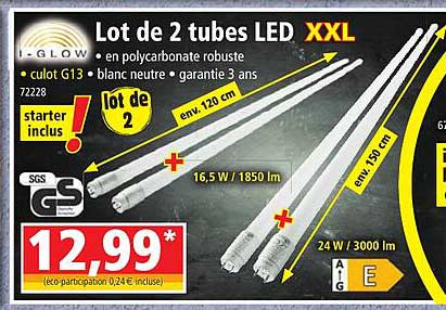 lot de 2 tubes led xxl i-glow