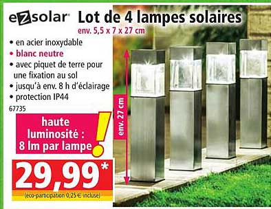 lot de 4 lampes solaires ezsolar