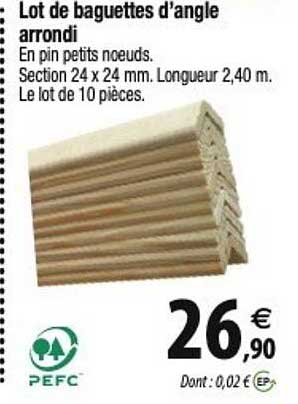 lot de baguettes d'angle arrondi