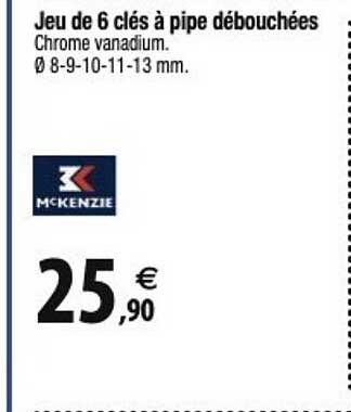 mckenzie jeu de 6 clés à pipe débouchées