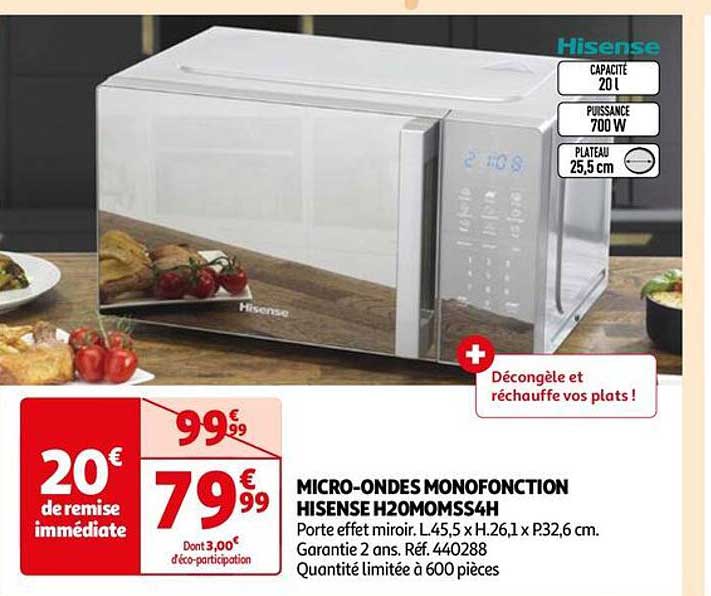micro-ondes monofonction hisense h20momss4h