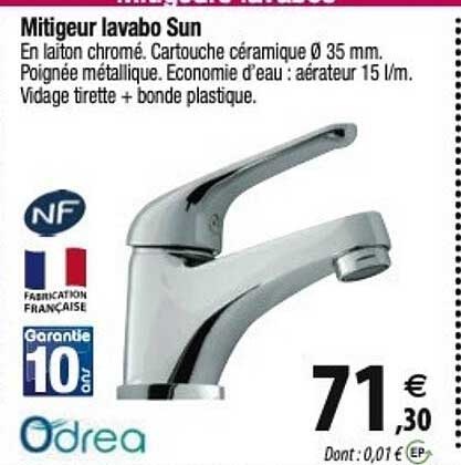 mitigeur lavabo sun odrea