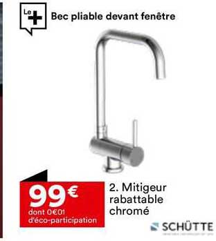 mitigeur rabattable chromé schütte