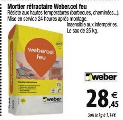 mortier réfractaire weber. cel feu