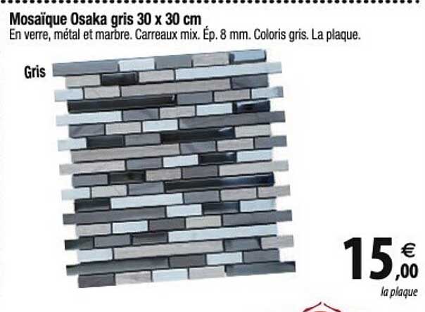 mosaïque osaka gris 30 x 30 cm