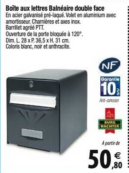 nf boîte aux lettres balnéaire double face