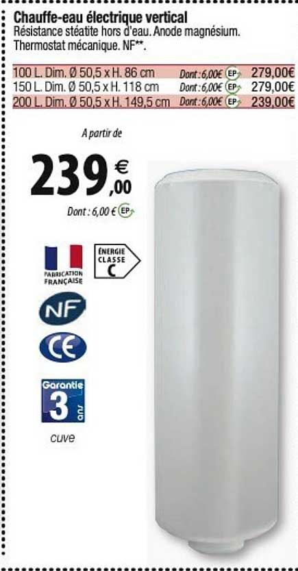 nf chauffe-eau électrique vertical