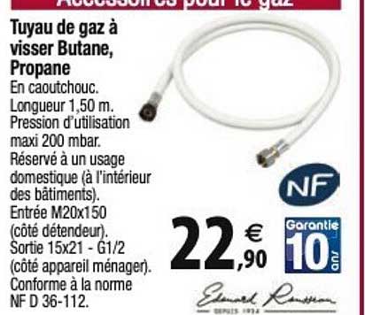 nf tuyau de gaz à visser butane, propane