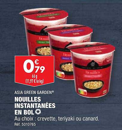 nouilles instantanées en bol asia green garden
