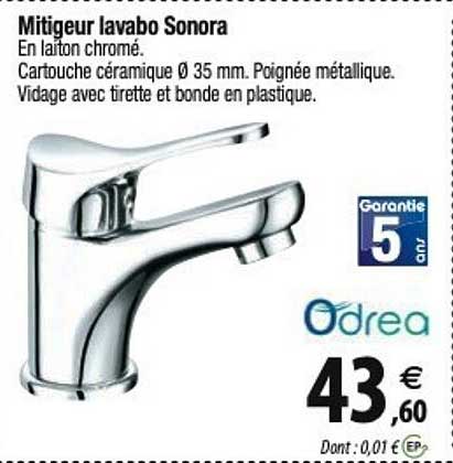 odrea mitigeur lavabo sonora