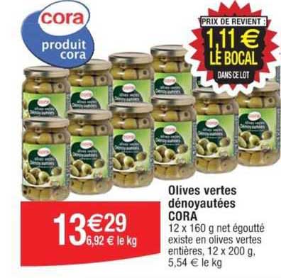 Olives Vertes Dénoyautées Cora