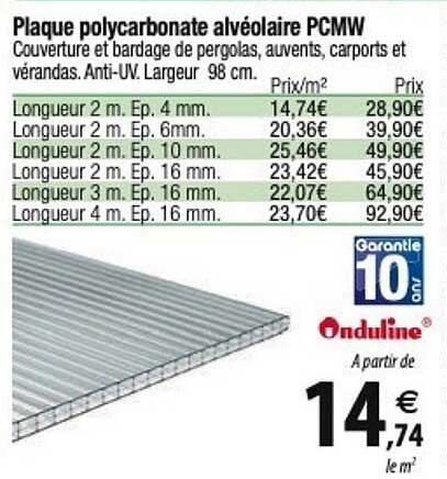 Onduline Plaque Polycarbonate Alvéolaire Pcmw