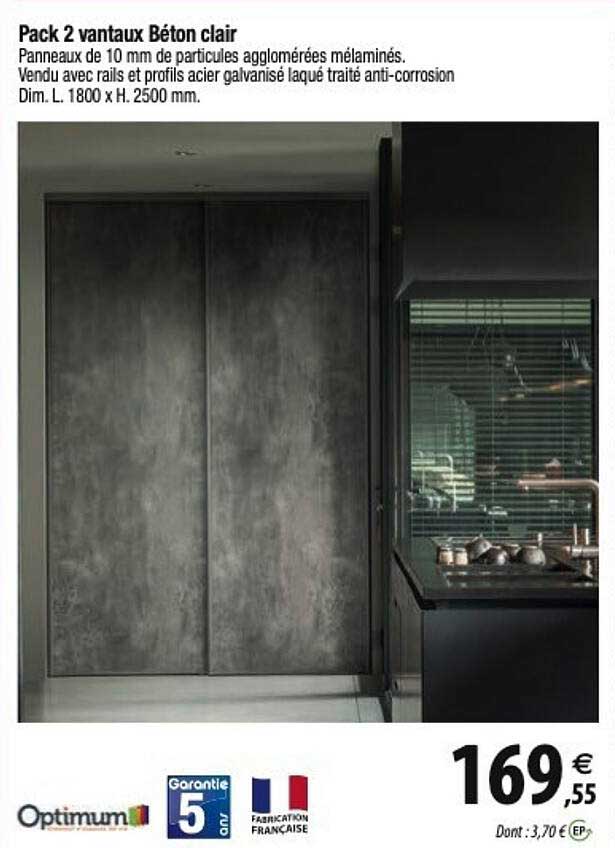 optimum pack 2 vantaux béton clair