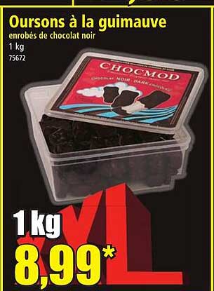 oursons à la guimauve enrobés de chocolat noir