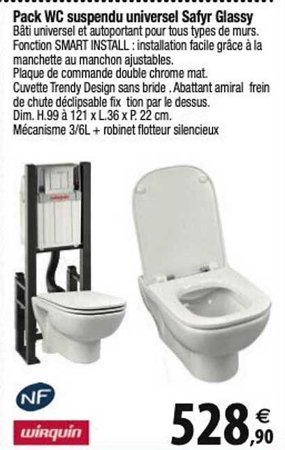 Pack Wc Suspendu Universel Safyr Glassy Wirquin