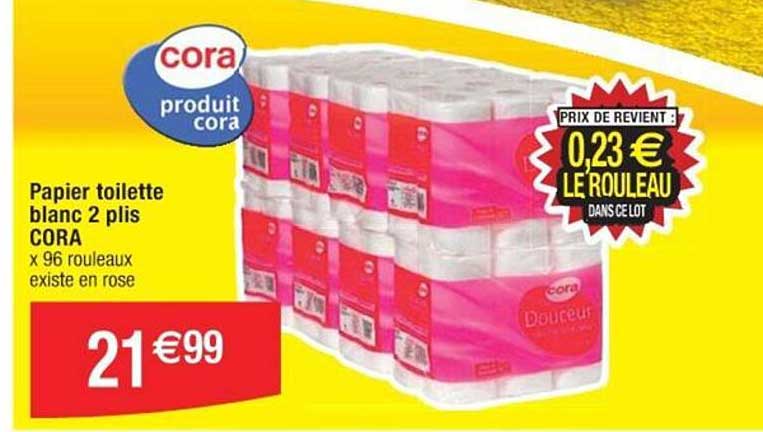papier toilette blanc 2 plis cora