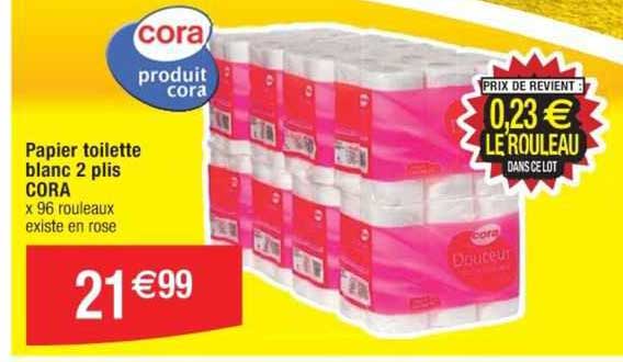 papier toilette blanc  2 plis cora