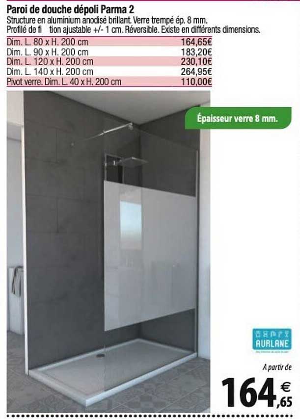 paroi de douche dépoli parma 2