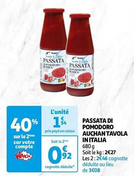 passata di pomodoro auchan tavola in italia