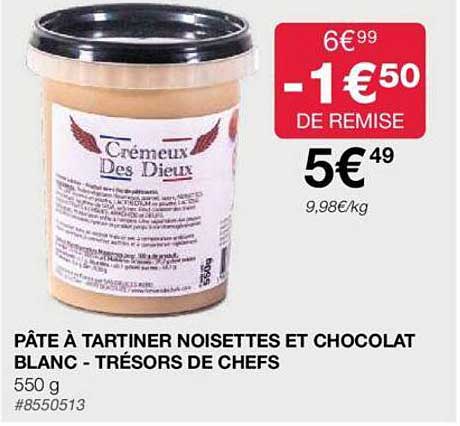 pâte à tartiner noisettes et chocolat blanc - trésors de chefs